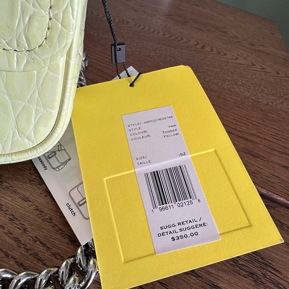NWT! NEW!New Marc Jacobs J Marc Mini Shoulder Bag -Croc-embossed Leather Yellow - Picture 6 of 10